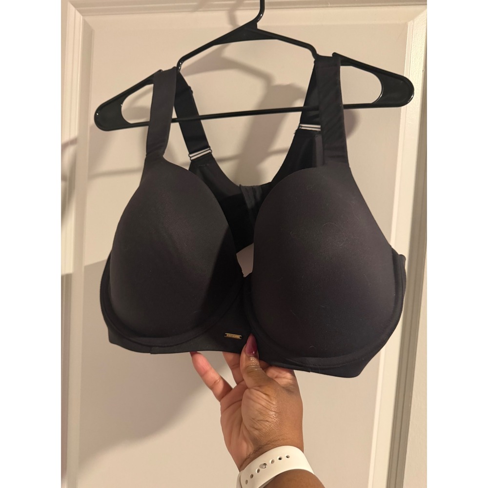 Cacique‎ Black Lightly Lined Balconette Bra Underwire Wide Straps 44D